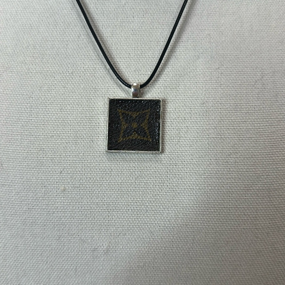 Necklace with upcycled Louis Vuitton monogram charm